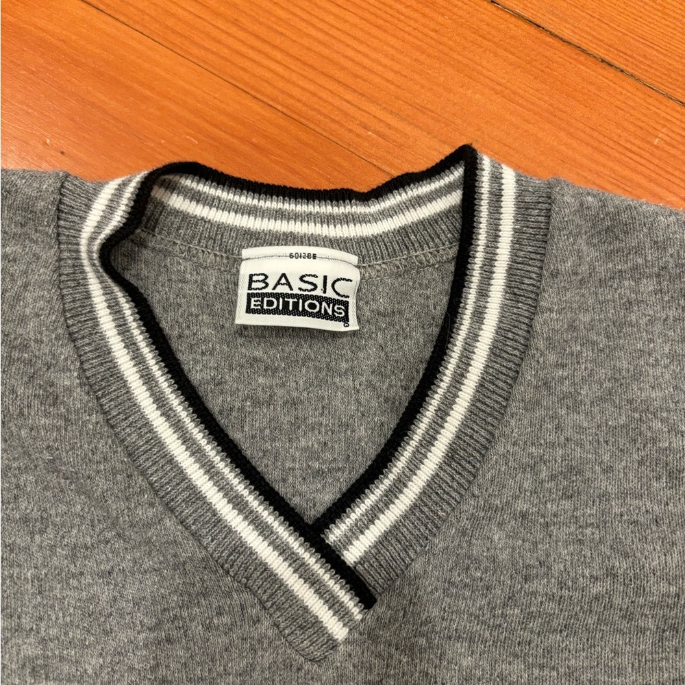 Vintage Euc Basic Editions Gray Vest With Trim Fi… - image 2